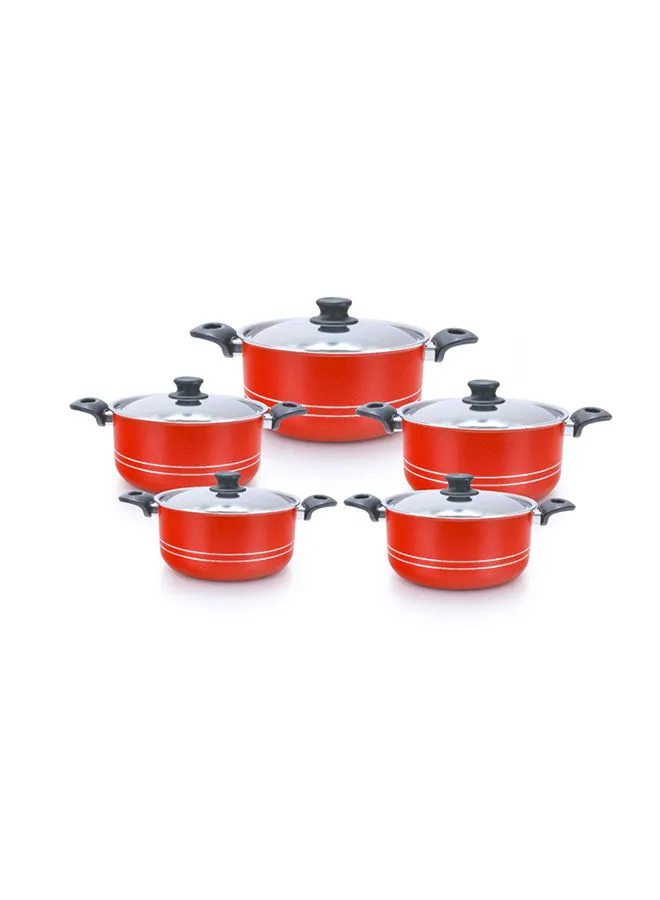 TRUEVAL 10 Pieces Cookware Set Red 18/16/20/22/26cm