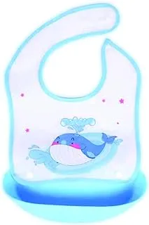 Mix&max baby bib with silicone pocket printed shark for unisex-baby blue