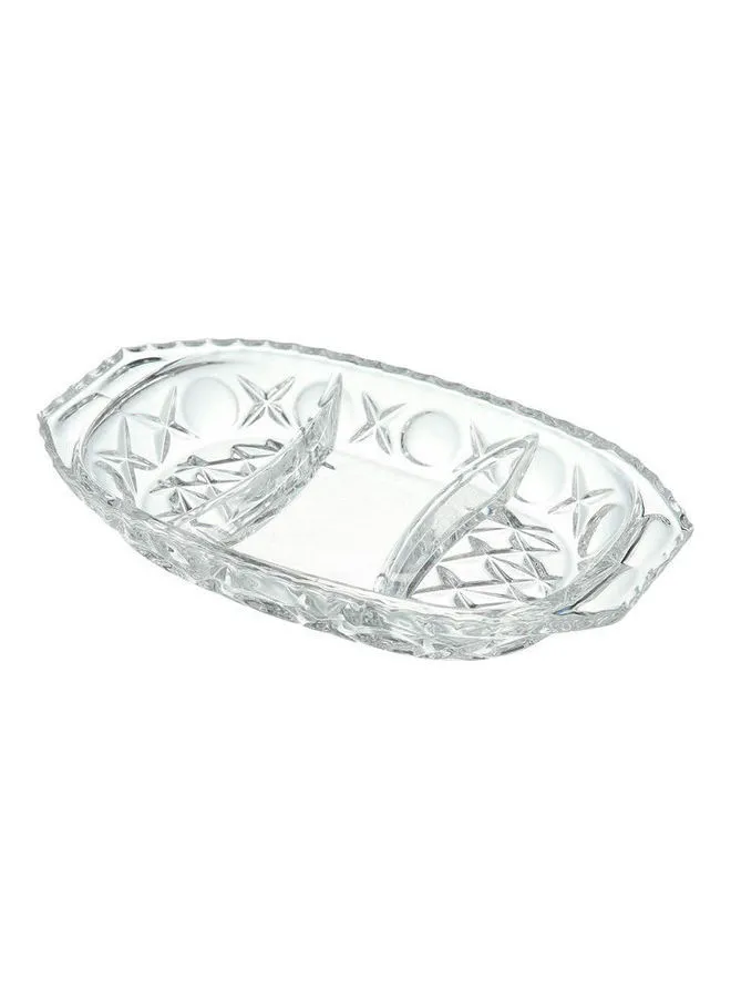 BOHEMIA Crystal Divided Platter Clear 26.6 x 16.8 x 16.4cm 