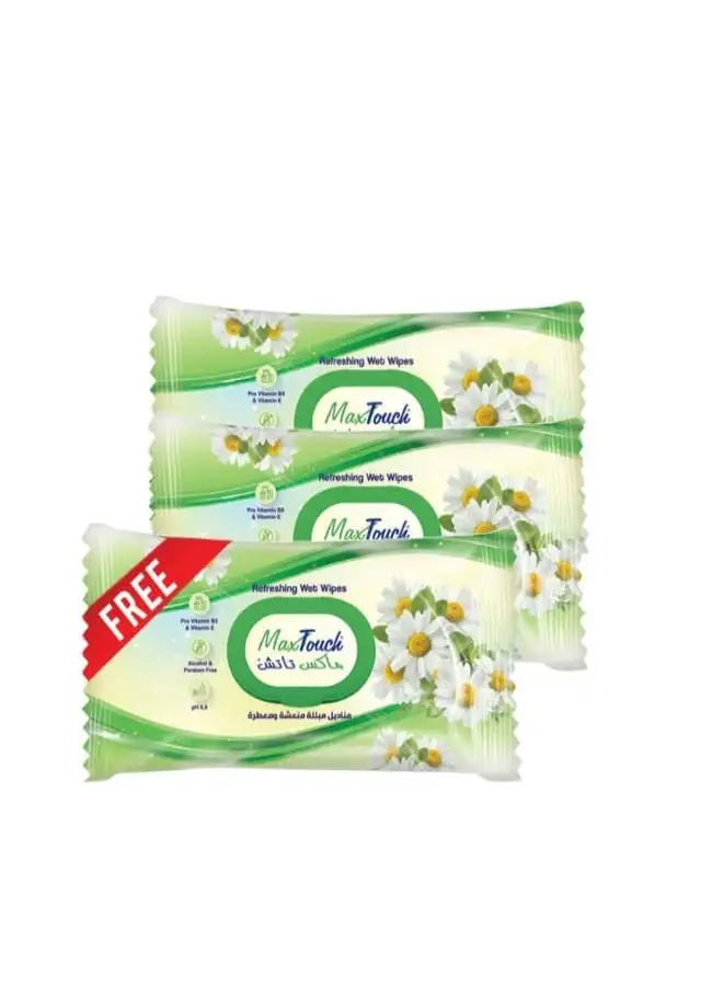 Max Touch 40  Wet Wipes  - Pack of 3 Multicolor