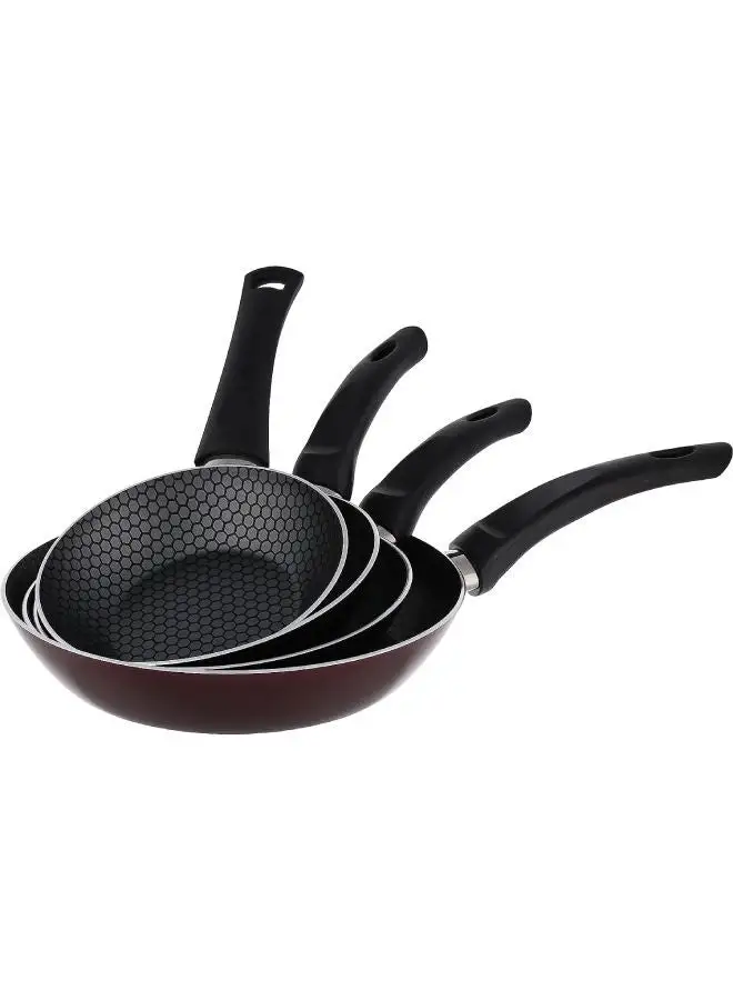 TRUEVAL 4-Piece Frying Pan Set Dark Red 16-18-20-24cm