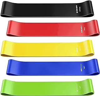 SportQ 5PCS 100% original Latex Resistance Band fitness bands Latex Gym Strength Training Rubber Loops Bands Fitness Cross Fit Equipment Yoga Exercise Pull Rope Elastic Bands, Booty bands for Fit.