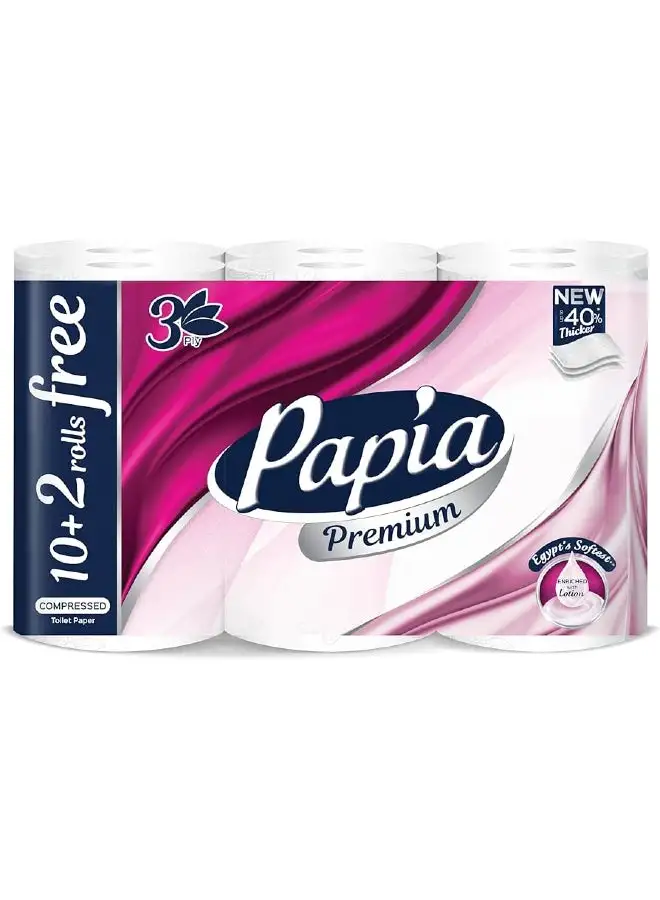 Papia Compressed Toilet rolls 3ply- Pack of 12