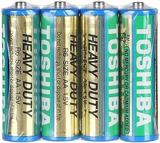 Toshiba R6KG(B) SP-4TGCPK Heavy Duty AA Carbon Zinc Batteries, 1.5 V, 4 Pieces