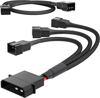 KabelDirekt 835 0.3m 2-pin Molex 12V to 3 x 15cm fan Y-cable + 30cm PWM extension cable black