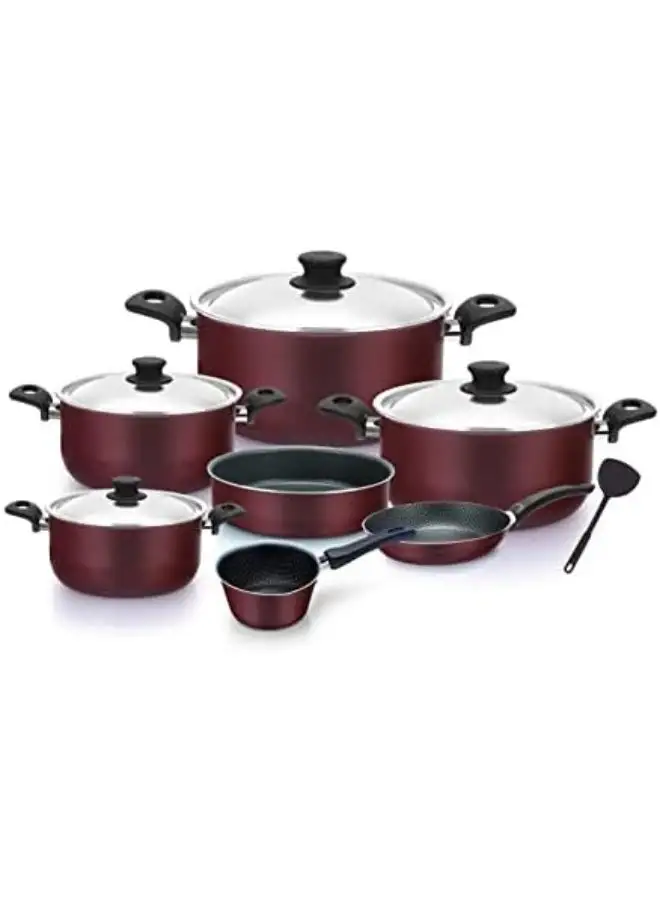 TRUEVAL 11 Piece Ckitchen Cookware Set Dark Red 24cm