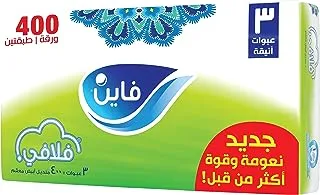 Fine Fluffy 2 Ply Facial Tissue Soft Pack, 400 Sheets (Pack of 3)