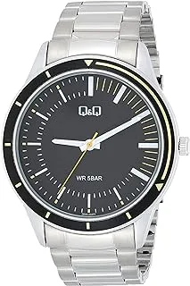 Q&Q Watch for Men, Quartz Movement, Analog Display, Silver Stainless Steel Strap-Q09A-004PY