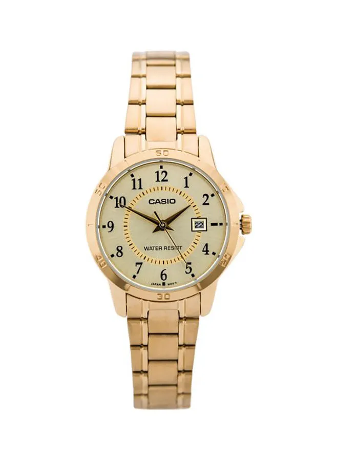 CASIO Women's Water Resistant Analog Watch LTP-V004G-9B - 30 mm - Gold