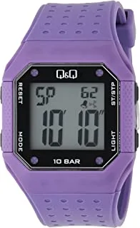 Q&Q Watch for Men, Quartz Movement, Digital Display, Purple Resin Strap-M158J010Y