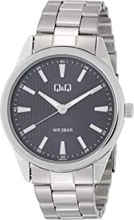 Q&Q Watch for Men, Quartz Movement, Analog Display, Silver Stainless Steel Strap-QZ94J212Y