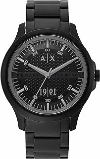 A|X Armani Exchange Watch for Men, Quartz Movement, Analog Display, Black Stainless Steel Strap-AX2434