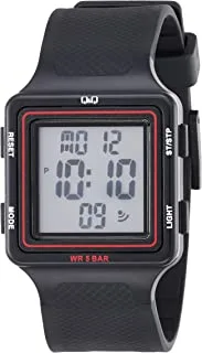 Q&Q Watch for Men, Quartz Movement, Digital Display, Black Resin Strap-M193J002Y