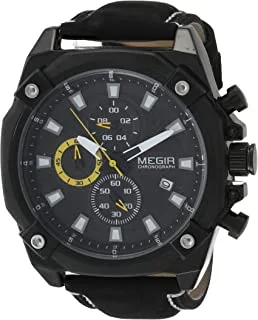 Megir Wrist Watch for Men, Leather, ML2054G-BK-1