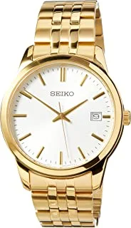 Seiko Watch for Men, Quartz Movement, Analog Display, Gold Stainless Steel Strap-SUR404P1