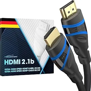 KabelDirekt - 1m - 8K HDMI 2.1 كبل HDMI فائق السرعة ، معتمد (48G ، 8K @ 60Hz ، أحدث معيار ، مرخص / تم اختباره رسميًا للحصول على جودة مثالية ، مثالي لـ PS5 / Xbox / Switch ، أزرق / أسود)