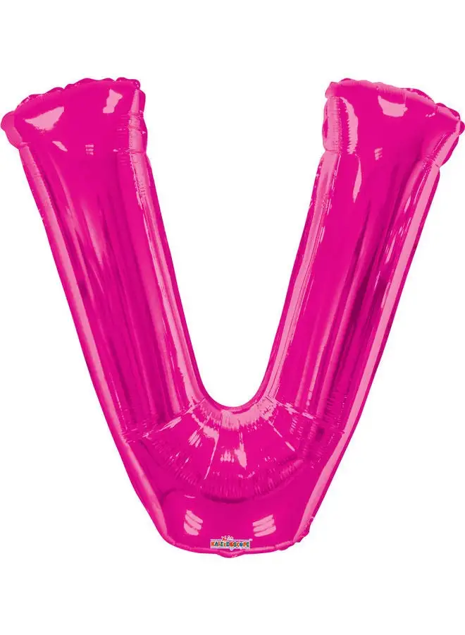 Kaleidoscope Letter V Magenta Shaped Balloon 34inch