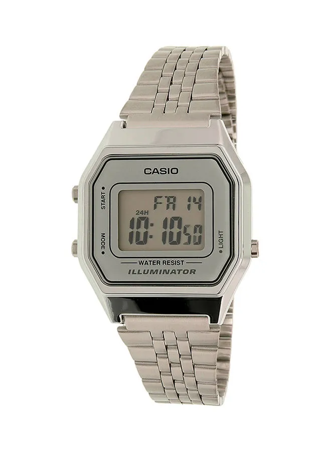 CASIO ساعة يد إلومينيتور رقمية للسيدات LA680WA-7DF - 29 ملم - فضي