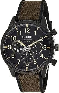 Seiko Watch Unisex , Quartz Movement, Analog Display, Green Nylon Strap-SSB369P1