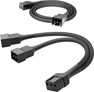 KabelDirekt 830 0.15m 60cm 3-pin fan extension cable + 15cm to 2 x Y-cable black