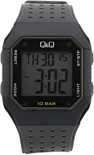 Q&Q Watch for Men, Quartz Movement, Digital Display, Black Resin Strap-M158J005Y