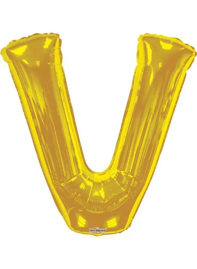 Kaleidoscope Letter V Gold Shaped Balloon