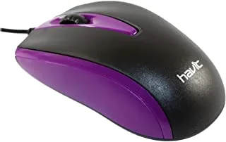 HAVIT MS871 Wired USB Mouse,1200 DPI With Multi Hand Using, Black+Purple