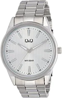 Q&Q Watch for Men, Quartz Movement, Analog Display, Silver Stainless Steel Strap-QZ94J201Y