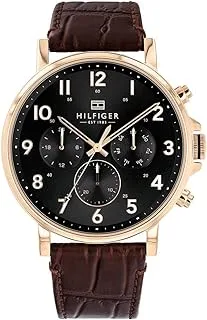 Tommy Hilfiger Daniel Men's Black Dial Leather Band Watch - 1710379