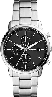 Fossil Watch for Men, Quartz Movement, Analog Display, Silver Stainless Steel Strap-FS5847