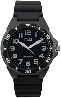 Q&Q Watch for Men, Quartz Movement, Analog Display, Black Resin Strap-VS44J003Y