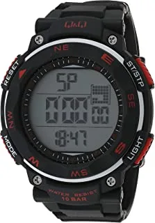 Q&Q Watch for Men, Quartz Movement, Digital Display, Black Resin Strap-M124J001Y