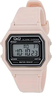 Q&Q Watch Unisex, Quartz Movement, Digital Display, Safety Pink Resin Strap-M173J018