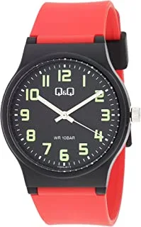 Q&Q Watch for Men, Quartz Movement, Analog Display, Red Resin Strap-VS50J013Y