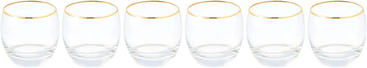 Pasabahce Barrel Old Fashioned Glass - Gold Rim, 340ml