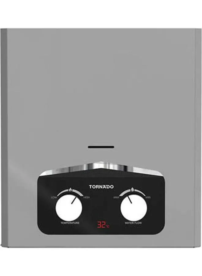 TORNADO Gas Water Heater Digital Without Chimney Multi-power, 6 Liter - GH-MP6SN-S Silver