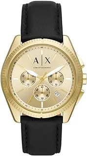 A|X Armani Exchange Watch for Men, Quartz Movement, Analog Display, Black LeatherStrap -AX2861