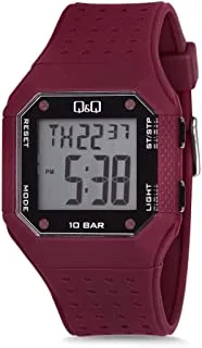 Q&Q Watch for Men, Quartz Movement, Digital Display, Brown Resin Strap-M158J008Y