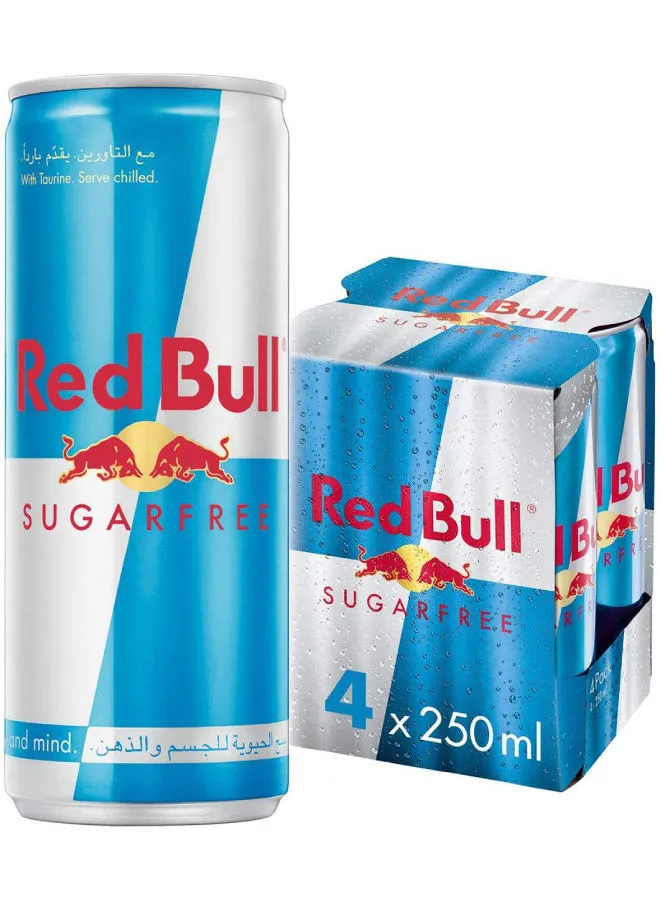 Red Bull Energy Drink, Sugar Free -250ml pack of 4