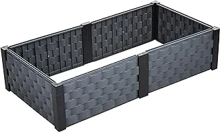 Cosmoplast Plastic Raised Garden Bed Planter Rectangle, cool grey, 12 Liters