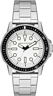 A|X Armani Exchange Watch for Men, Quartz Movement, Analog Display, Silver Stainless Steel Strap-AX1853