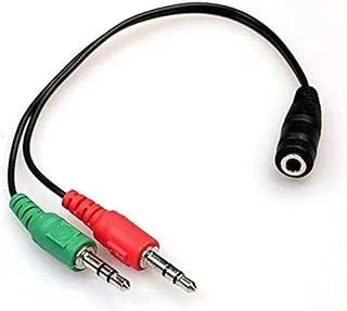 Aux y audio splitter 3.5mm 1 female to 2 male headphone and microphone