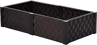 Cosmoplast IFFPGB002DW Plastic Rectangle Raised Garden Bed Planter, 12 Liters - Dark Brown