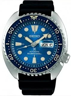 Seiko Watch for Men, Japanese Automatic Movement, Analog Display, Black Rubber Strap-SRPE07J