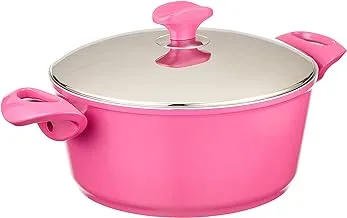 Falez Ceramic Cooking Pot 22x10 3.5Lt. - Made in Turkey Pink and Silver