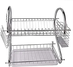 2 Layers Dish Rack Tableware Shelf Plate Cutlery Cup Rack Bowl Rack Kitchen Dish Shelf Cutlery accessories - Silver