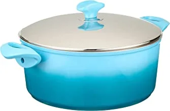 Falez Ceramic Deep Cooking Pot 28x12 7.3Lt. - Made in Turkey Blue and White