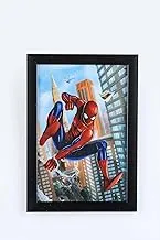 Wooden frame,cartoons frames, wall art design, wall hanging frame, nursery or baby room decoration, picture for boy & girl, modern decoration, digital print(spider man) - black