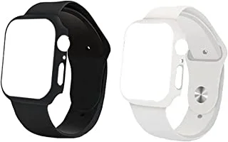 Strap watch 2 in 1 2pieces for apple watch size 42/44 black/white