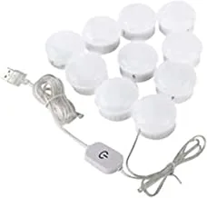 LED Hollywood Style Vanity Mirror Light Bulbs- 10 LEDs Kit with Touch Dimmer